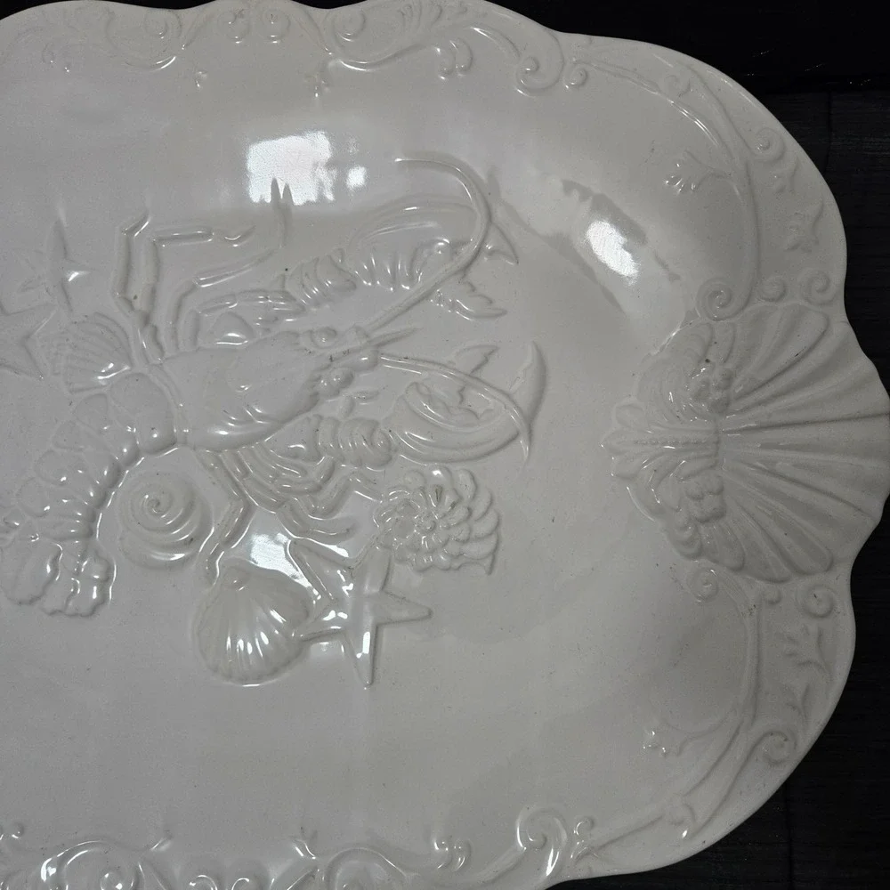 Sanor Ceramica Portugal White Lobster Serving Platter 19